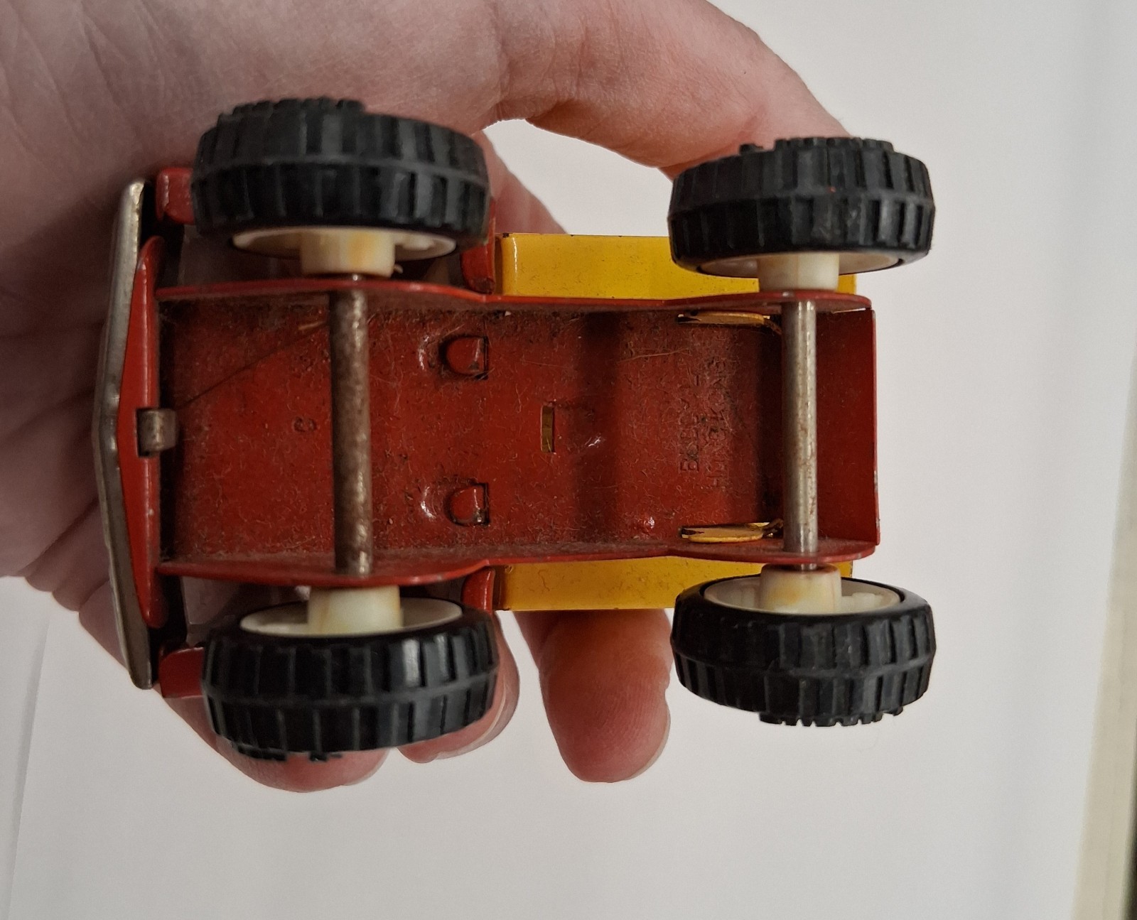 Diecast Dump Truck Toy Red Cab Yellow Bed Construction Vehicle