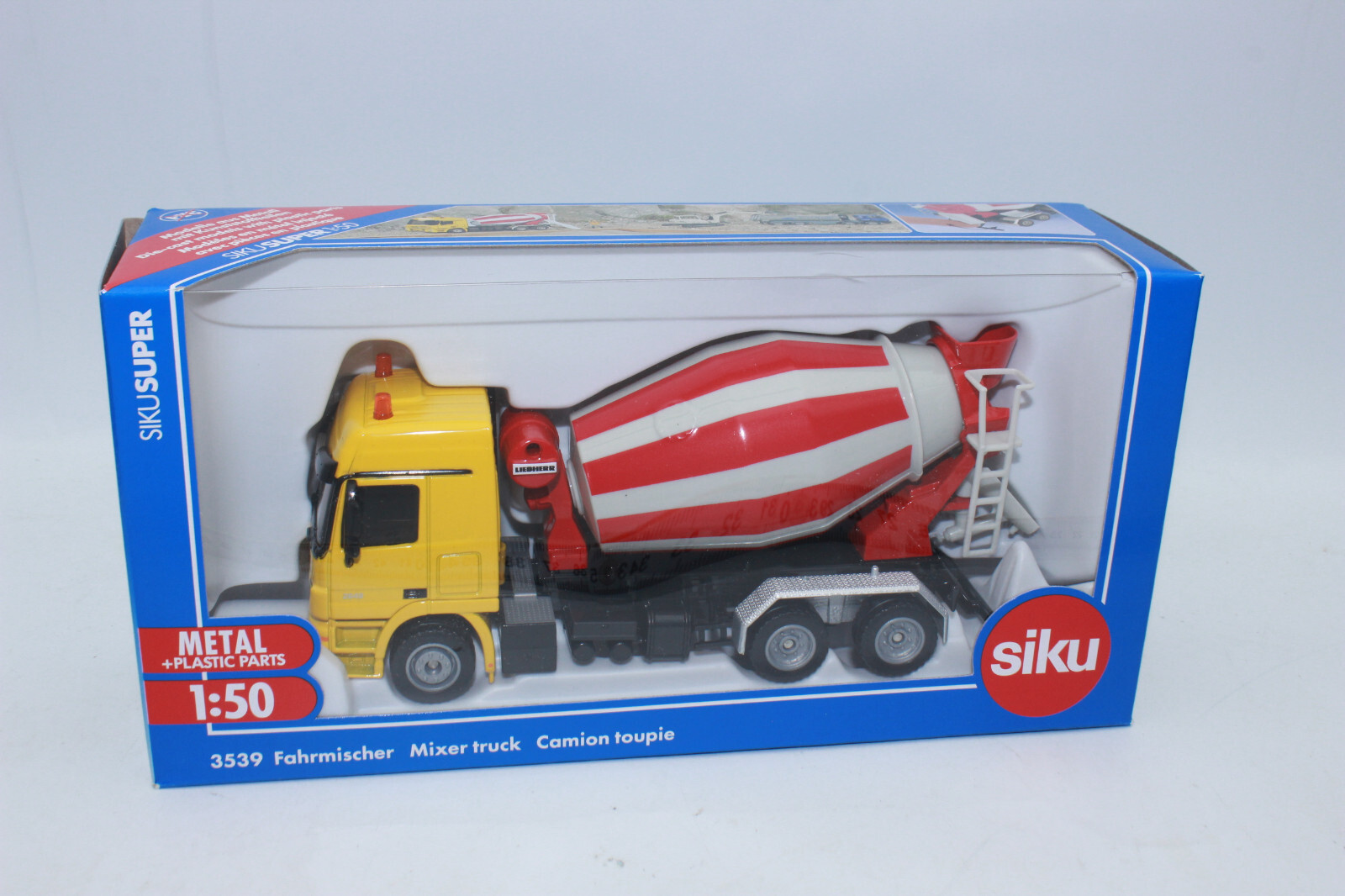 SIKU 3539 Mercedes Benz Truck Mixer Yellow/Red Cement Mixer 1:50 New IN Boxed