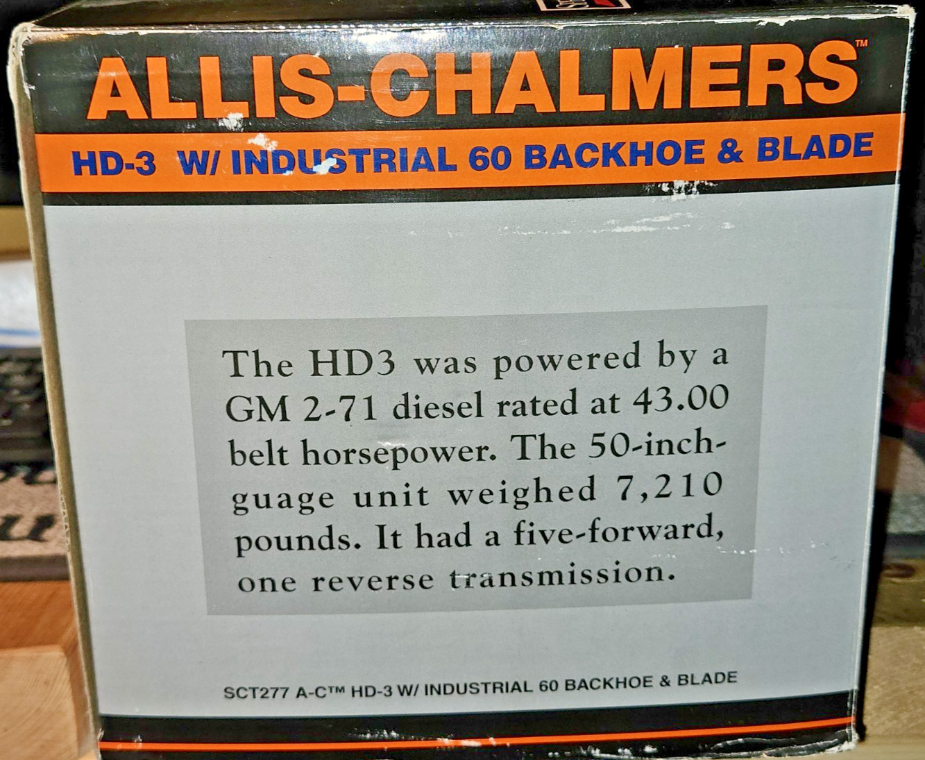 Vintage Allis-Chalmers HD-3 Crawler Industrial 60 Backhoe & Blade SpecCast 1/16