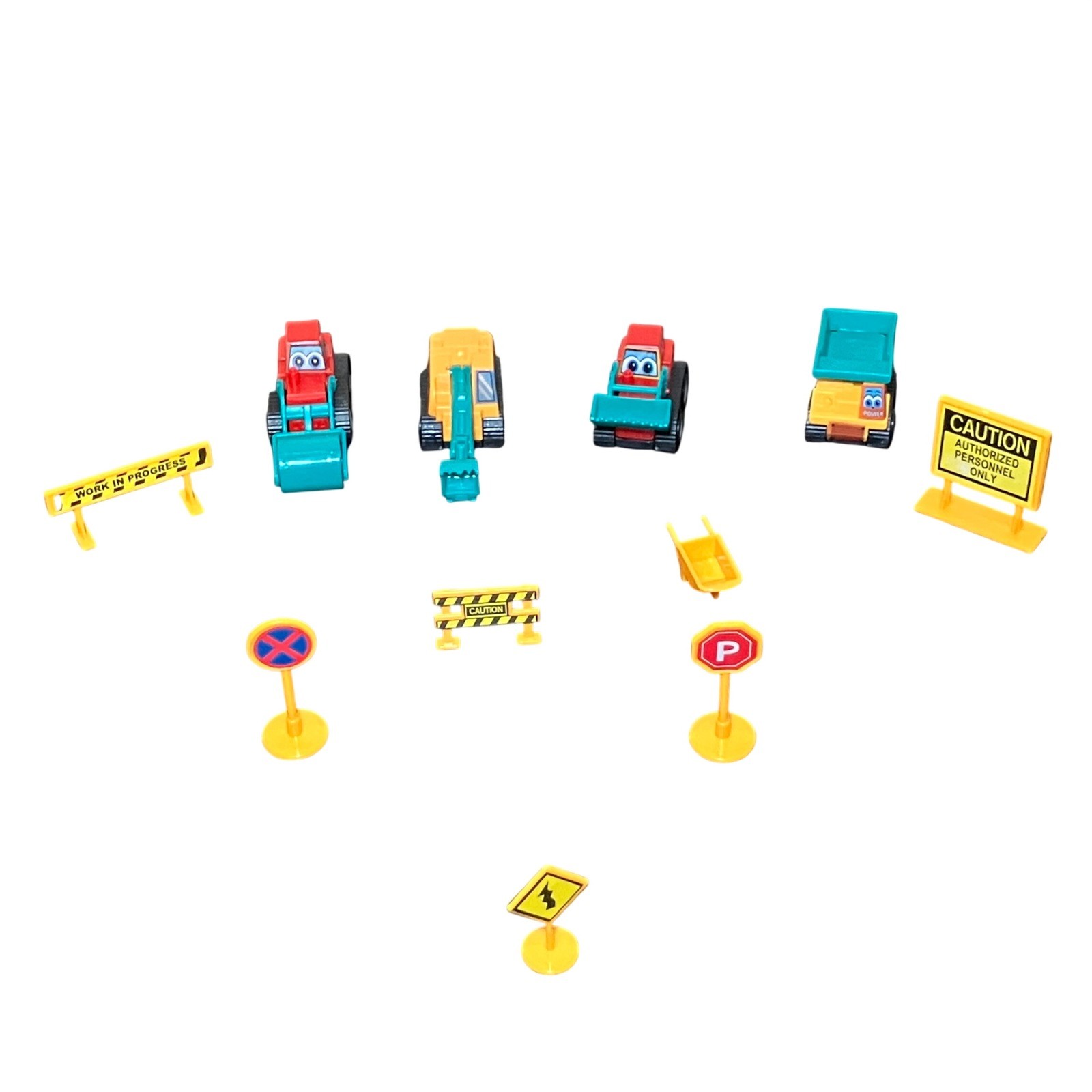 Construction Vehicles Toy Set Mini Excavator Dump Truck Road Signs for Kids