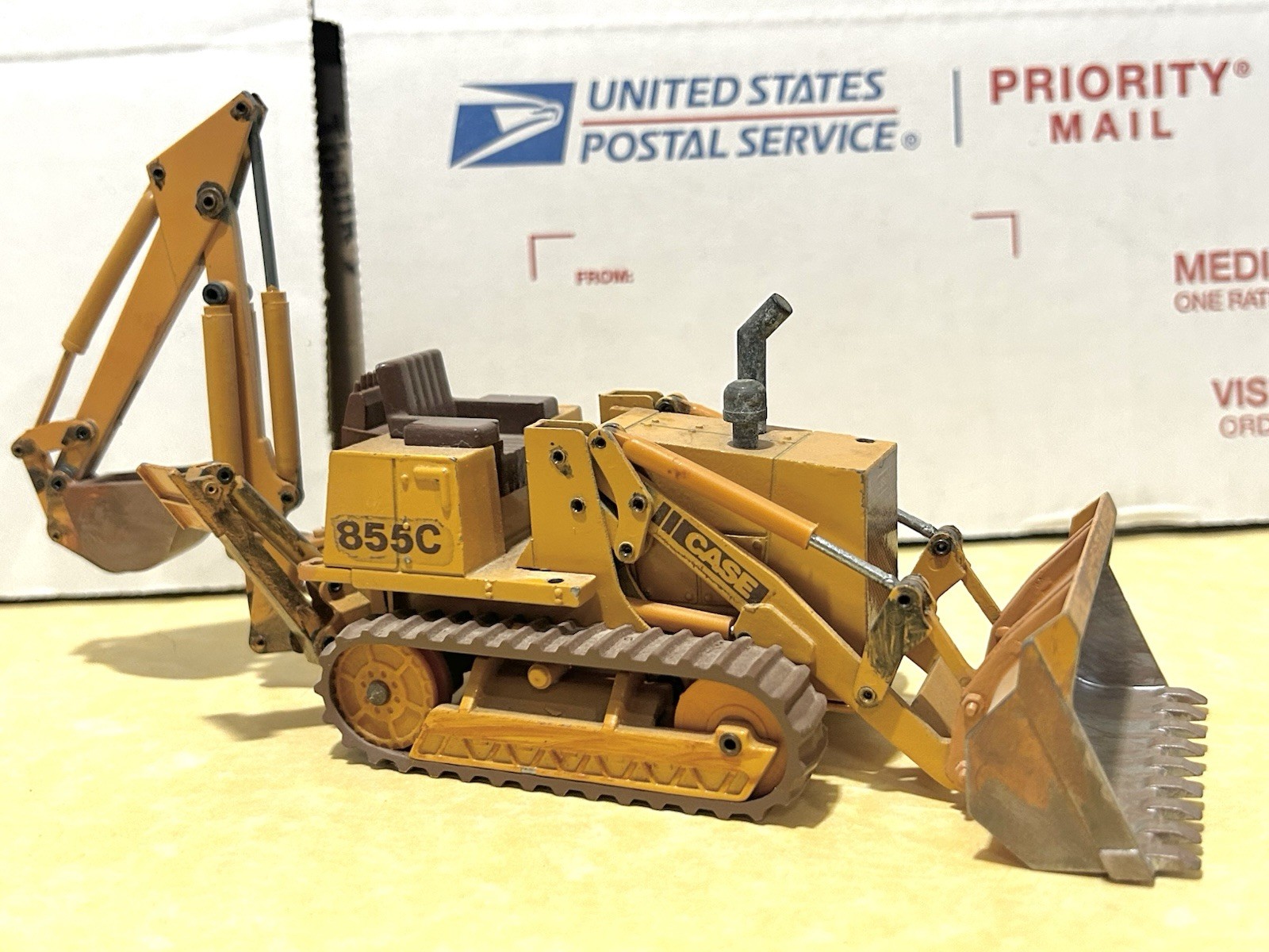 NZG 1/35 Scale Custom Case 855C Crawler Loader with Backhoe (No Rops/Weathered)