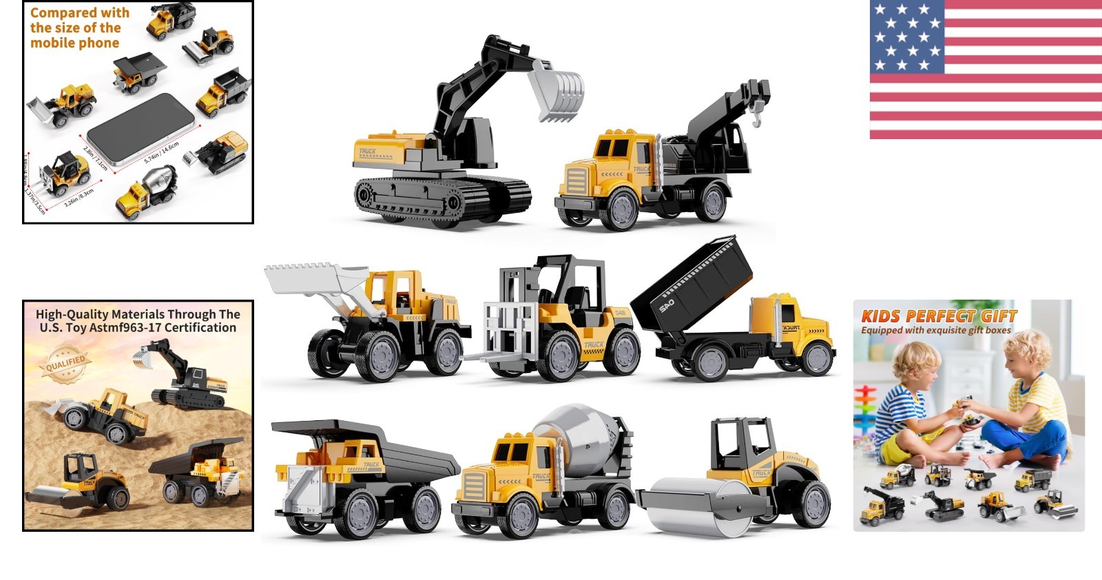 Alloy Mini Construction Vehicles Set – 8 Die-Cast Toys for Kids’ Imagination
