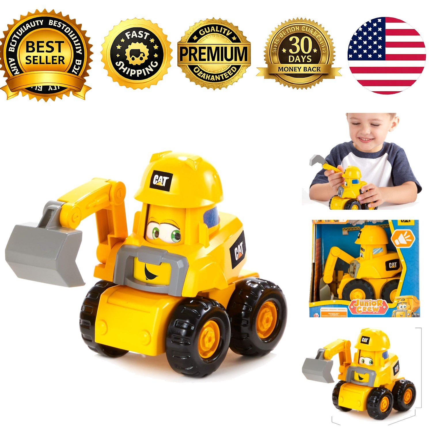 CAT Construction Toys Junior Crew Excavator Preschool Vehicle Kid Vroom Sounds