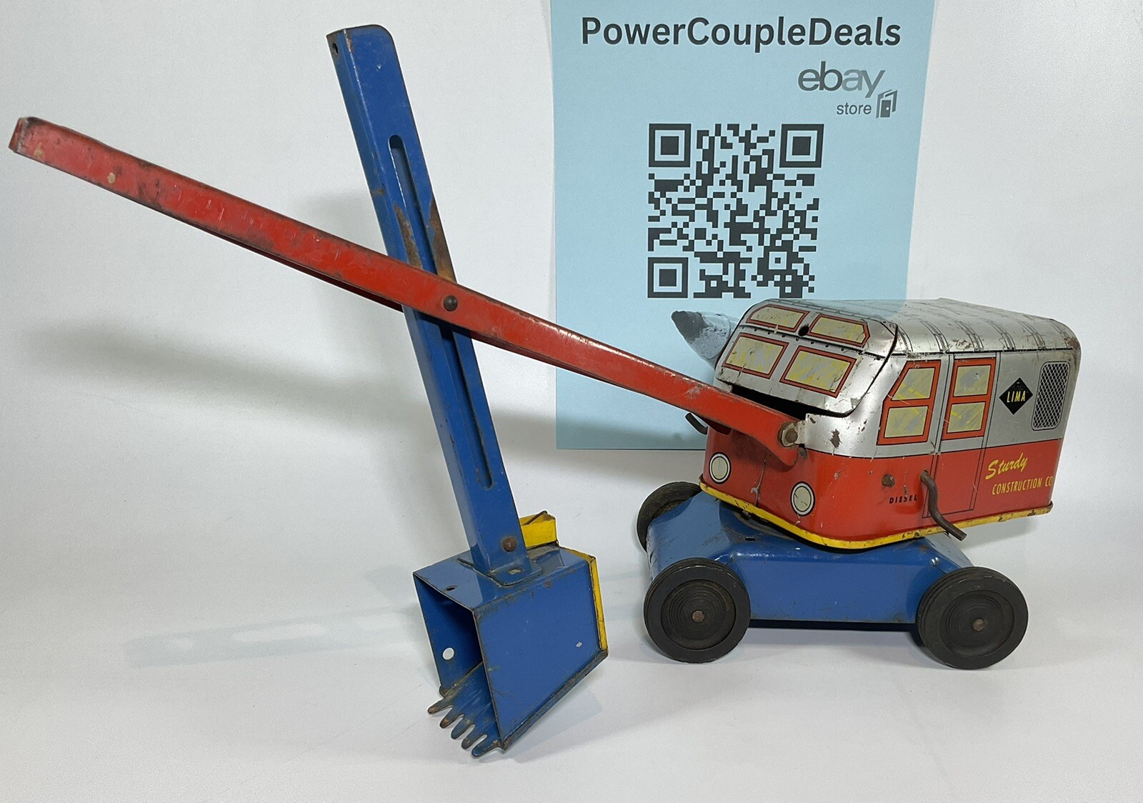 Wyandotte Lima Sturdy Steam Shovel Construction Crane VTG Pressed Steel Toy 395