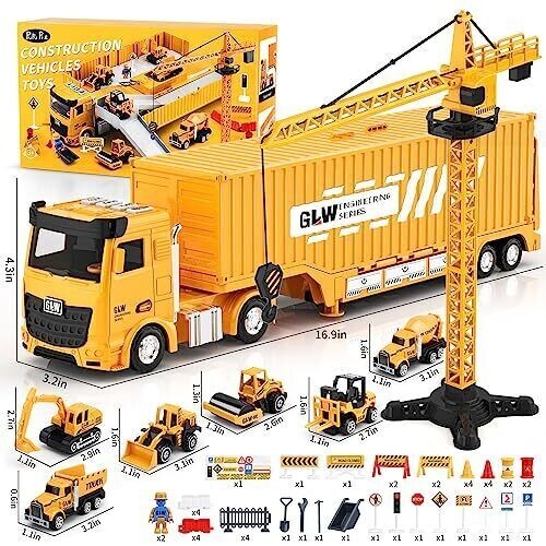 Kids Construction Toys Construction Truck Toys Set w/Crane Excavator Forklift…