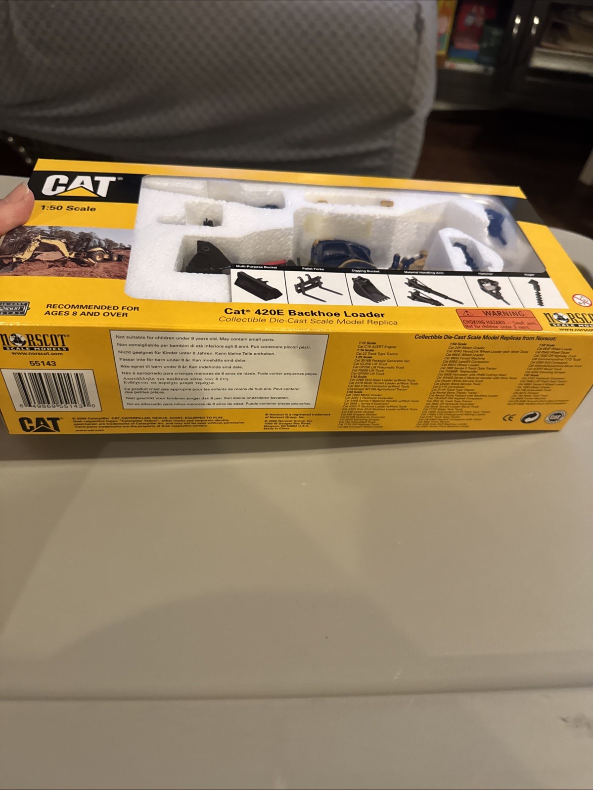 Cat 420D Backhoe Loader With Attachments Norscot 55061 1:50 Scale DieCast