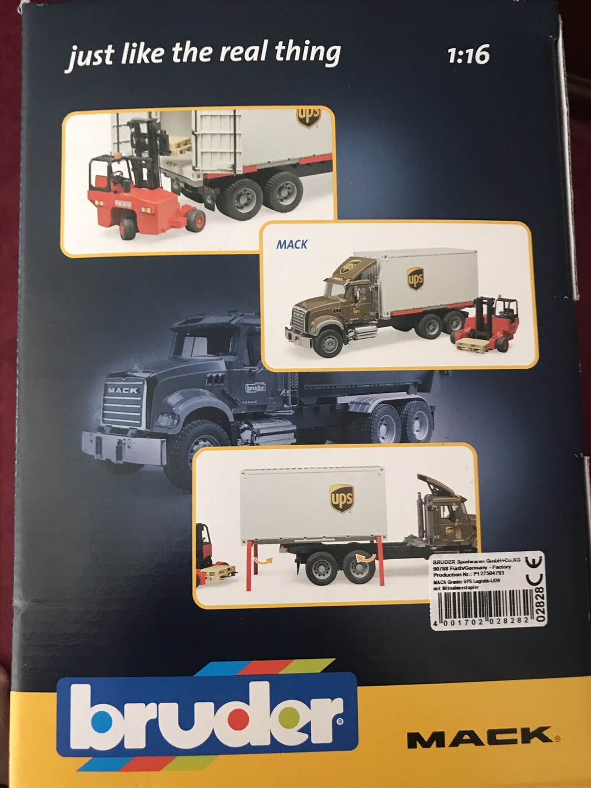 Bruder Mack Granite UPS Logistics Truck with Forklift – 02828