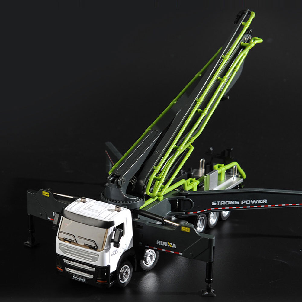 9.8″ Concrete Pump Truck Toy Diecast Construction Toy Trucks Toy Vehicle Gray