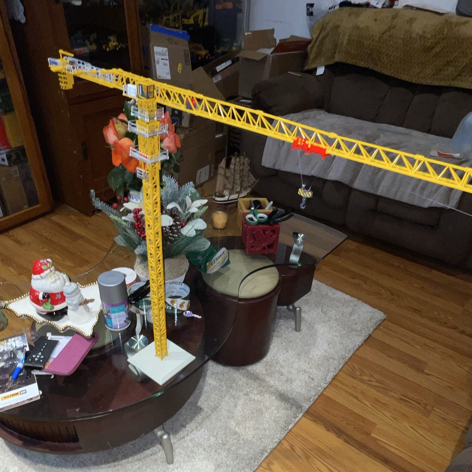 XCMG Tower Crane Diecast Construction Model 1:50 Yellow Gray w/ Hook Base