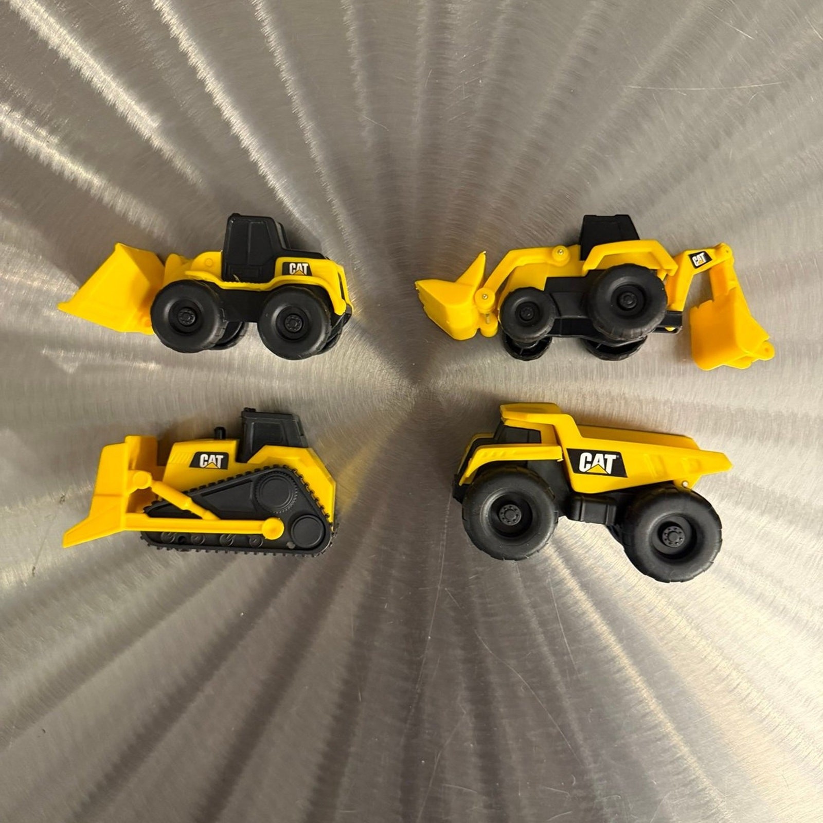 CAT Dump Truck, Bulldozer, Backhoe, Front Loader 3” Plastic Toys