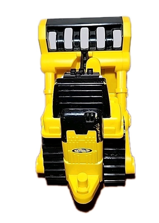 TONKA Bulldozer Big Yellow Black Toy Blade Rubber Track Metal Blade Hasbro 2005