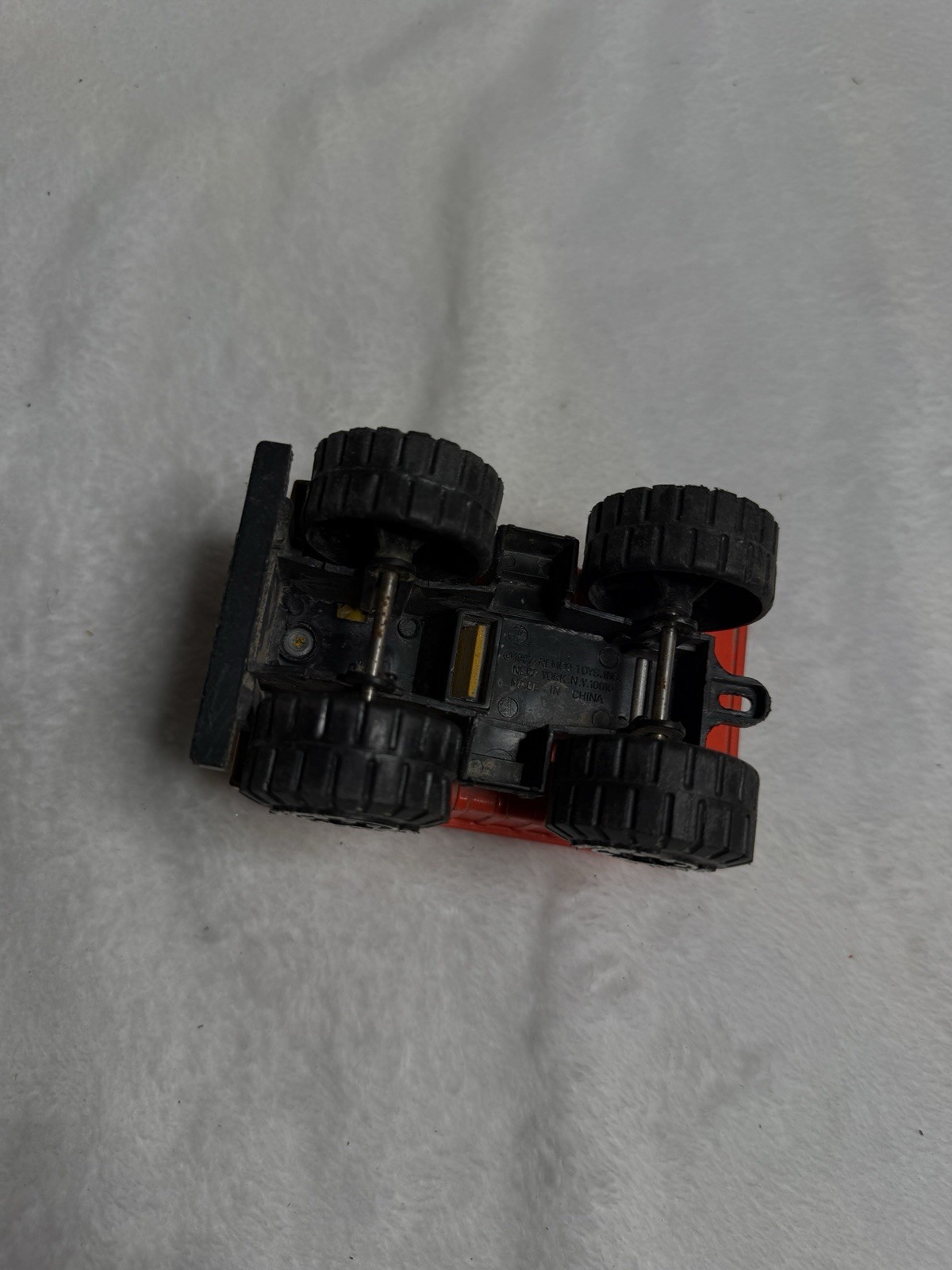 Vintage 1987 Remco Classic Yellow Dump Truck Chunky Plastic Diecast 4”