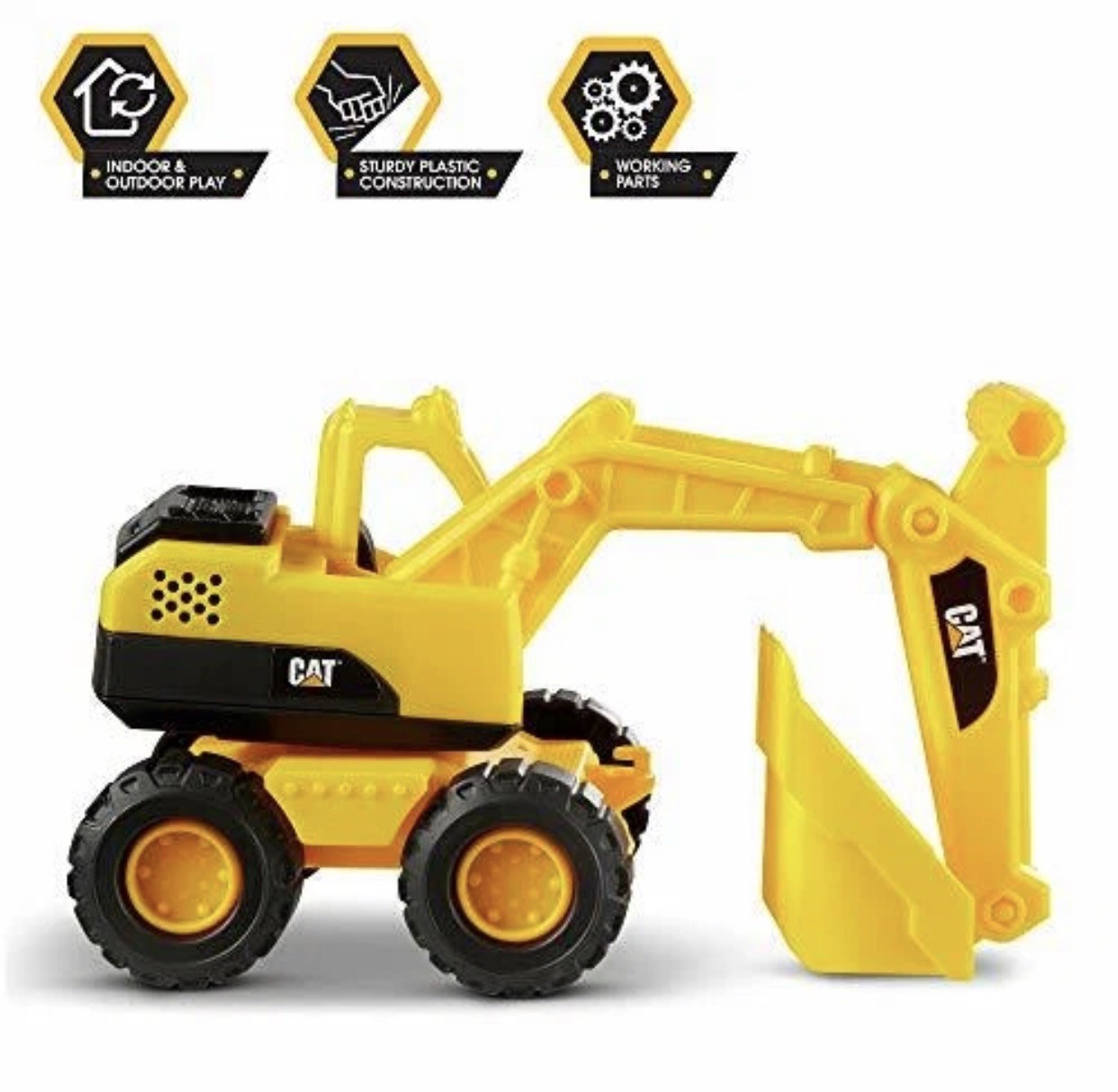 CAT Construction Toys, Mini Crew 3-Pack 7”, Push-Powered Yellow Construction