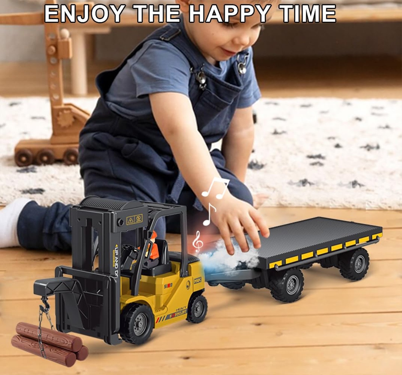 KNACKTOYZ Remote Control Forklift with Flatbed Truck, 11 Channel RC Forklifts…
