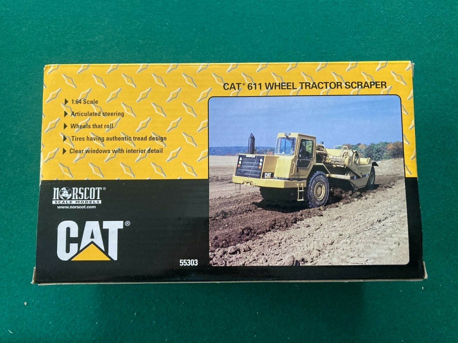 Norscot Caterpillar 611 Wheel Tractor Scraper 1:64 Scale Model New In Box
