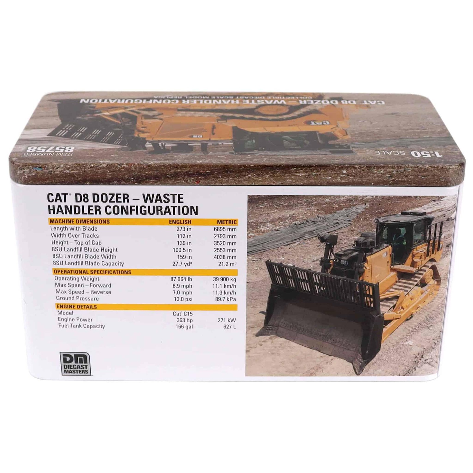 DM 1/50 Caterpillar D8 Dozer Waste Handler Configuration, High Line 85758