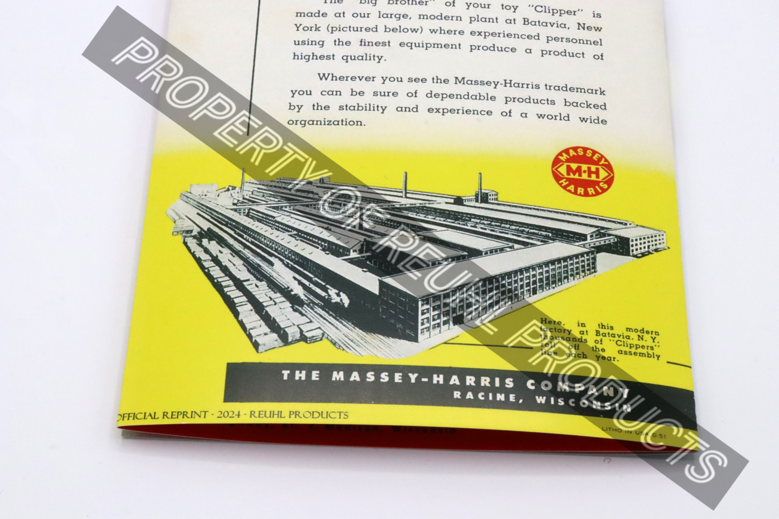 Reuhl – Massey Harris – Clipper Combine – Assembly Sheet – Official Reprint