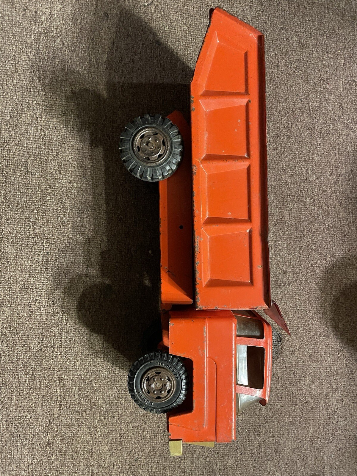 Vintage Marx Toy Construction Dump Truck…1960s Steel 17″ Long in Orange