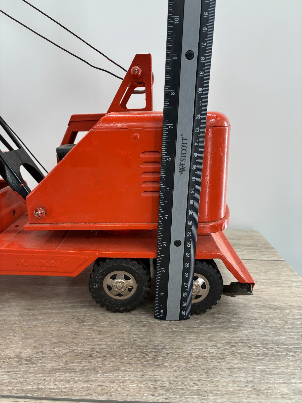 Vintage Tonka State Hi-Way Mobile Clam Crane Painted Orange Works Steel Toy 60s