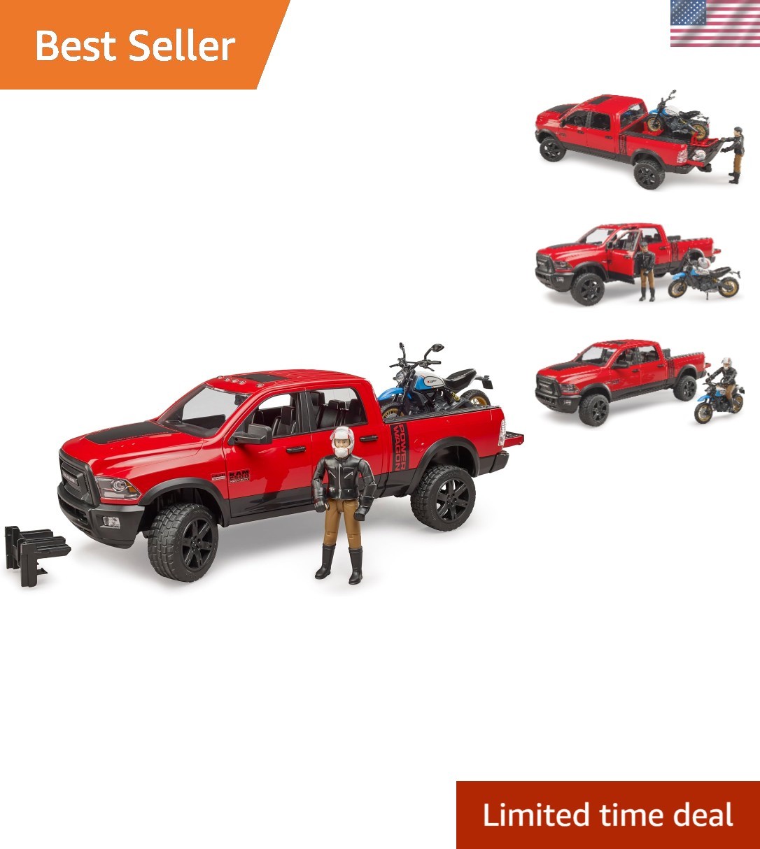 Ram 2502 Power Wagon with Ducati Scrambler – Educational Truck & Motorcycle Play