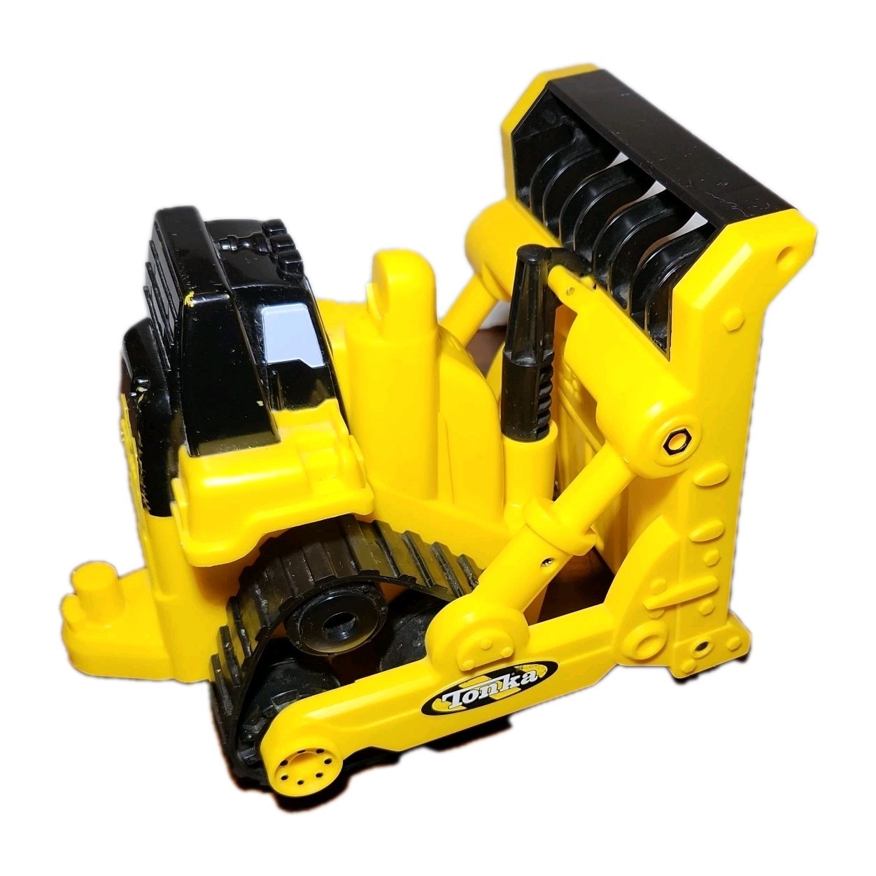 TONKA Bulldozer Big Yellow Black Toy Blade Rubber Track Metal Blade Hasbro 2005