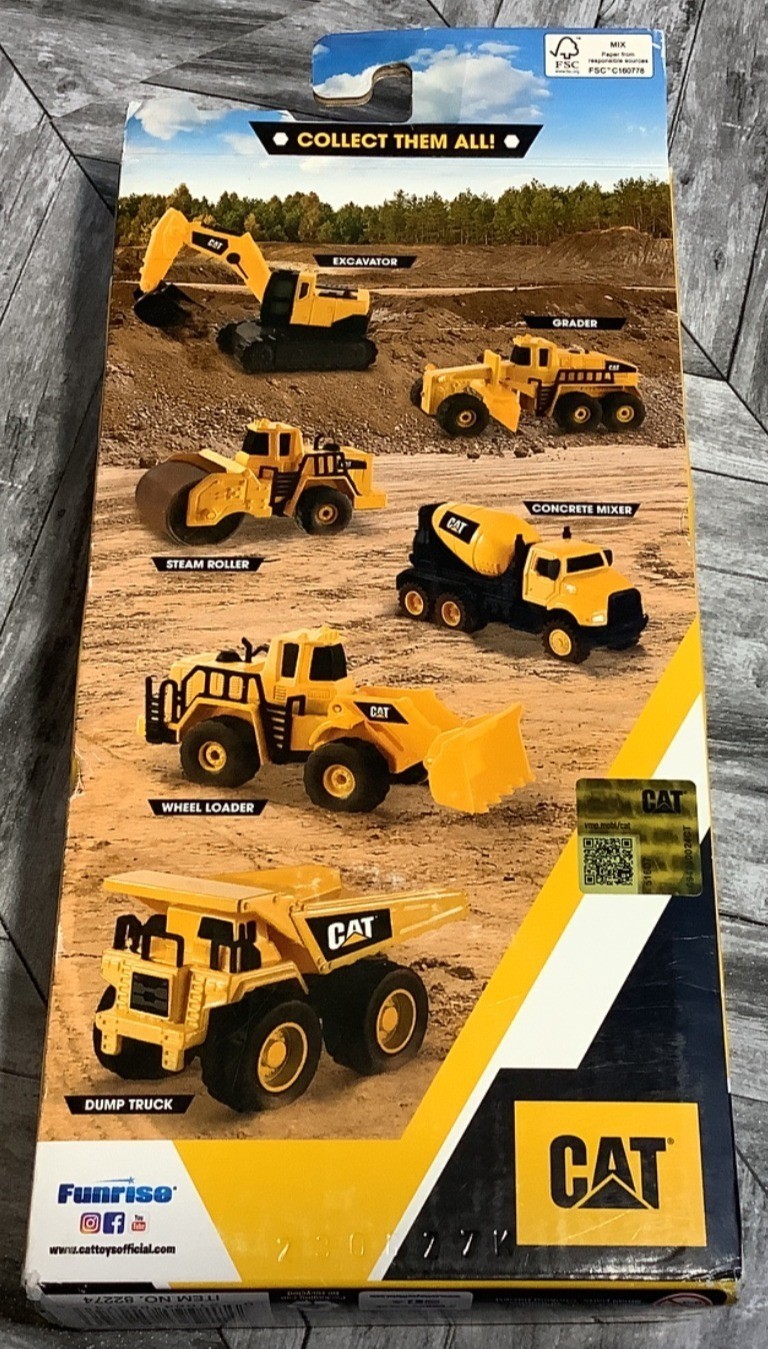 CAT Metal 3-Pack Toy Set With Wheel Loader Excavator & Steam Roller For Ages 3+