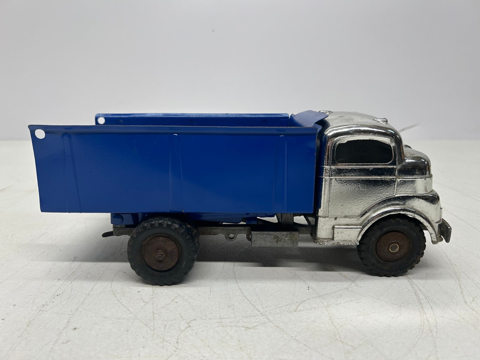 Vtg Structo Toys Wind Up Dump Truck Chrome Cab Blue Bed As Is Parts
