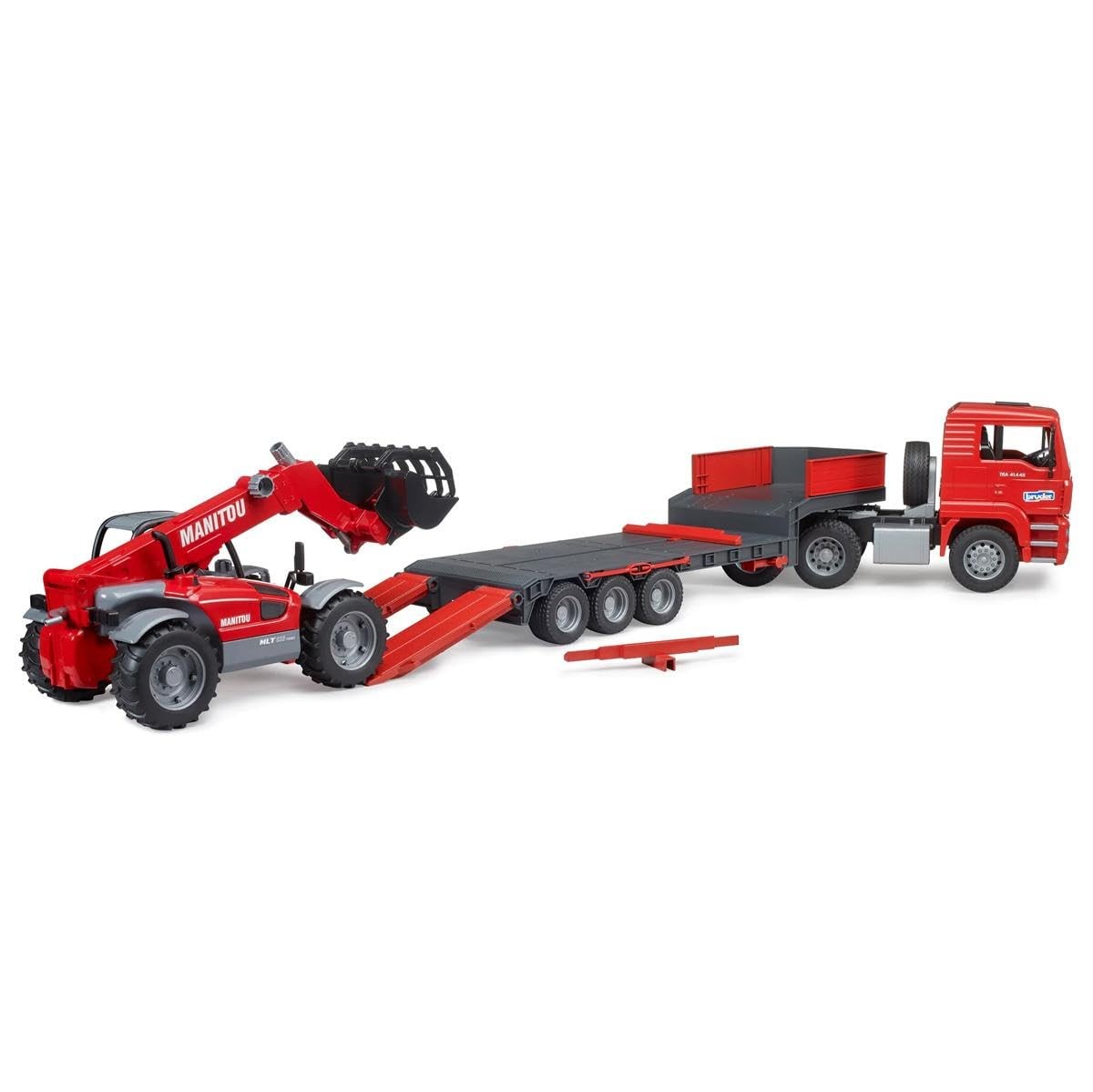 Man Tga Low Loader Truck With Steerable Telescopic Handler Construction Toy
