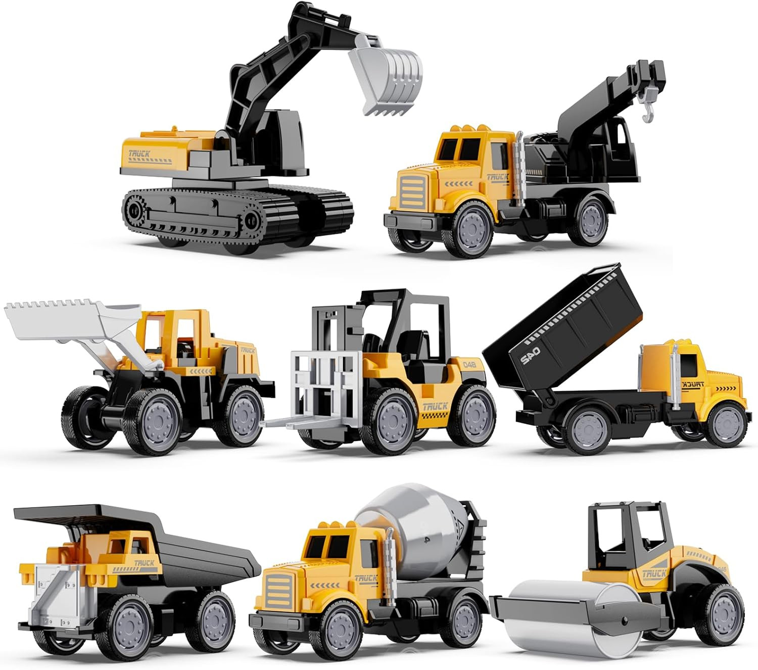 Alloy Mini Construction Vehicles,8Pcs Die-Cast Construction Toys Set,Excavato…