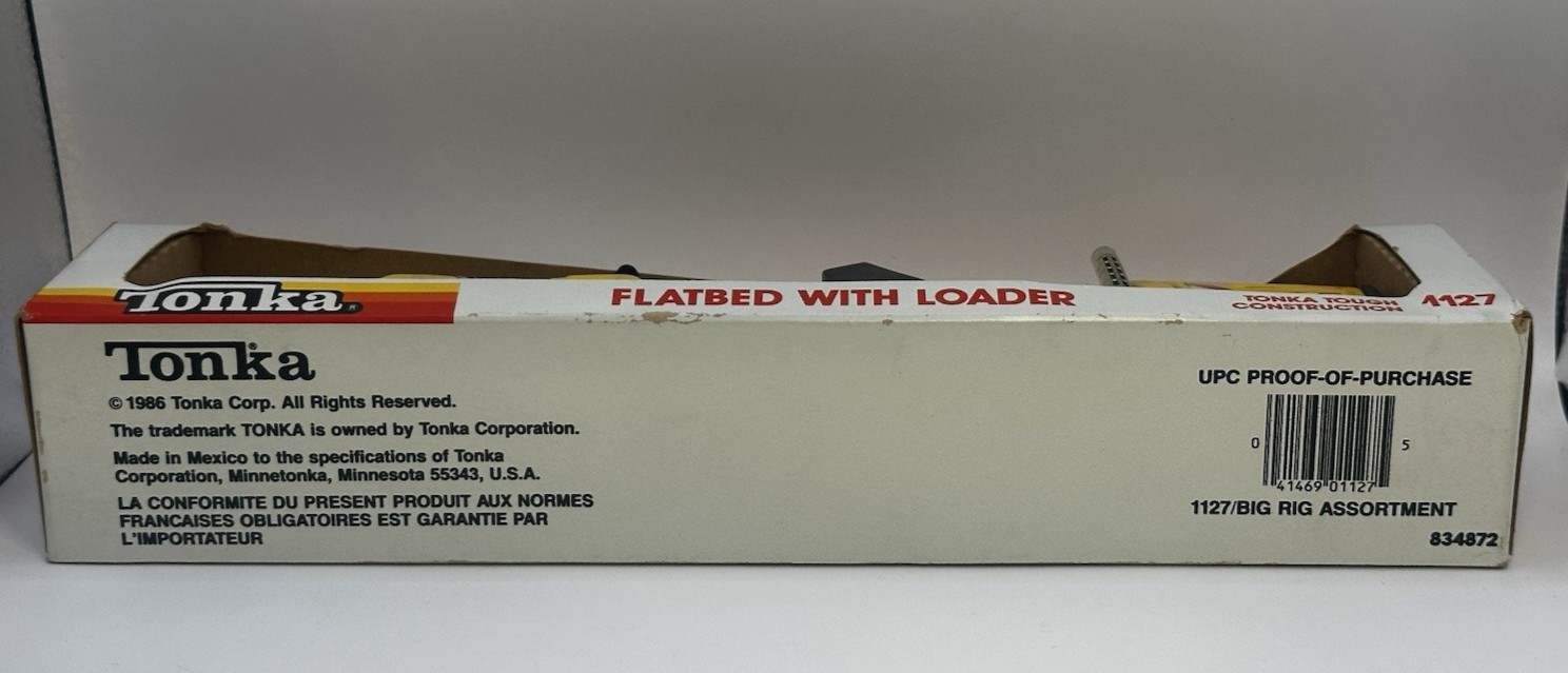 Yellow Tonka USA Builds Toy Tractor Trailer Rig Semi, 12″ Long W/ Bulldozer NIB
