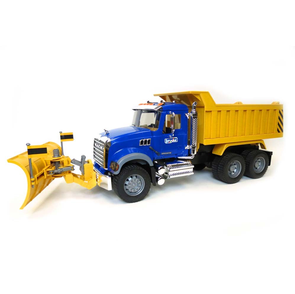 1/16th Bruder Mack Granite Dump Truck with Snow Plow and Flashing Lights 02825