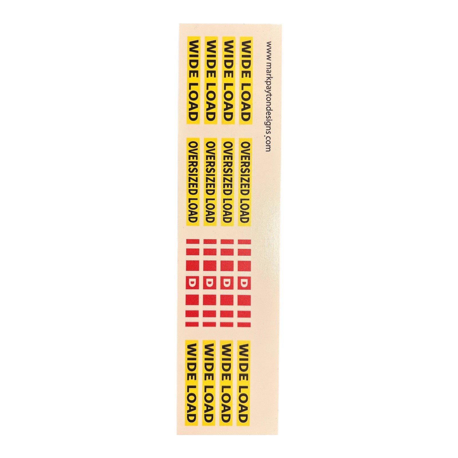 WIDE LOAD, OVERSIZED LOAD Decal Kit “Water Slide Transparent”