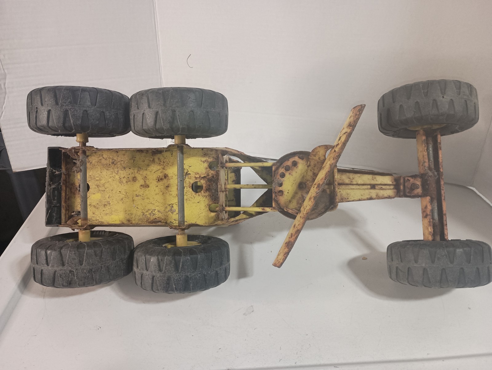 Vintage Tonka Road Grader Scraper MR-970 Yellow Pressed Steel Toy*SEE ALL PICS*