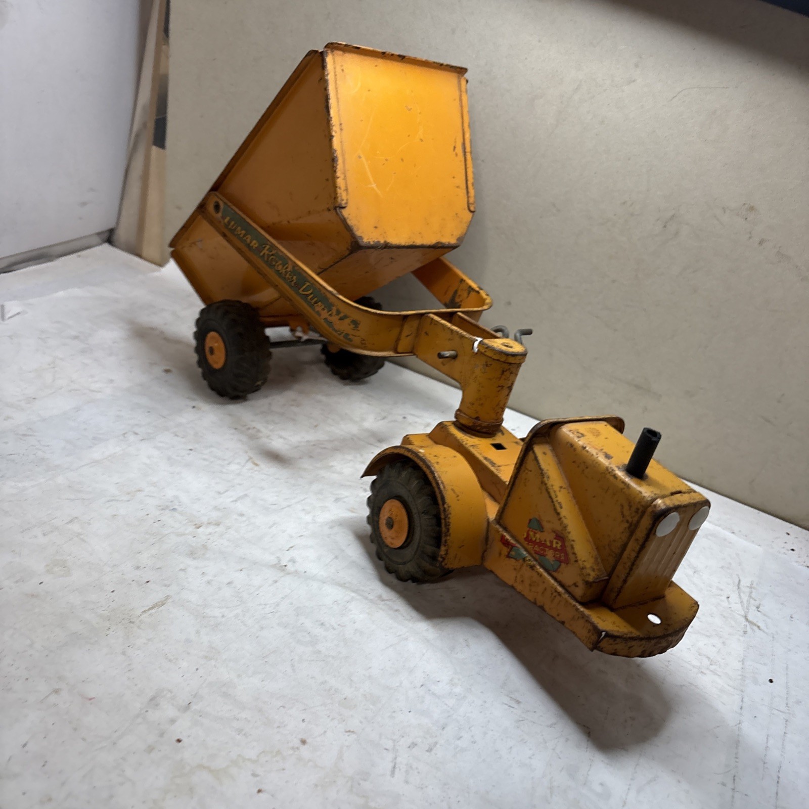 Vintage Marx Lumar Earth Hauler Pressed Steel Loader Vehicle Toy 18”Long