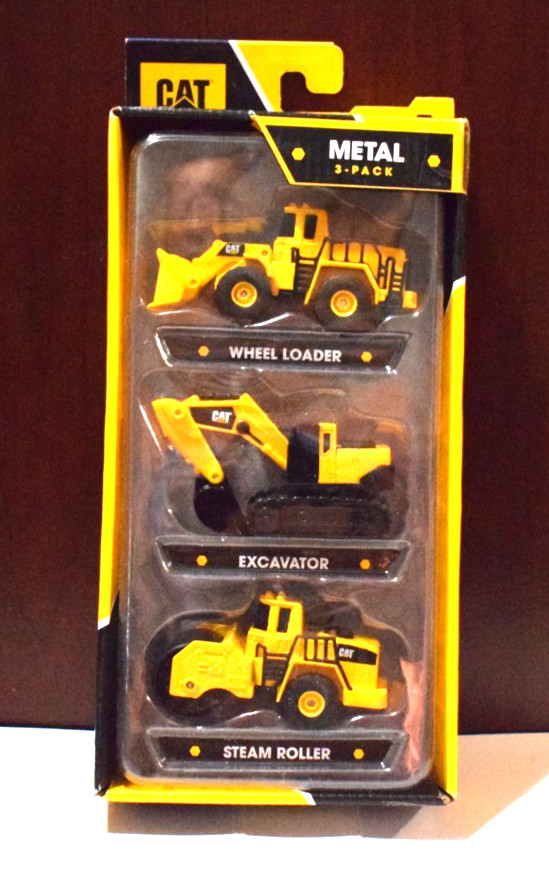 CAT Metal Diecast 1:64 Scale 3-Pack Wheel Loader; Excavator; Steam Roller NEW!