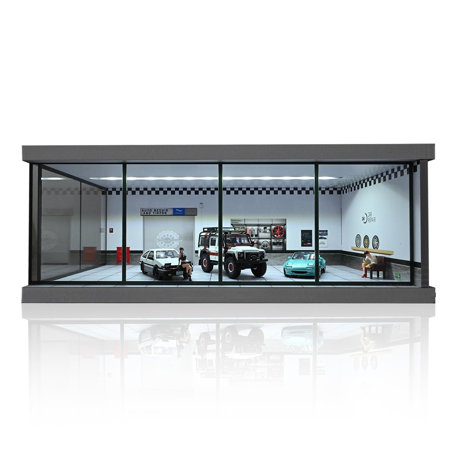 1/43 Scale Diorama Car Garage Model, Fits for 1/43 Die-Cast Model Car LED Lig…
