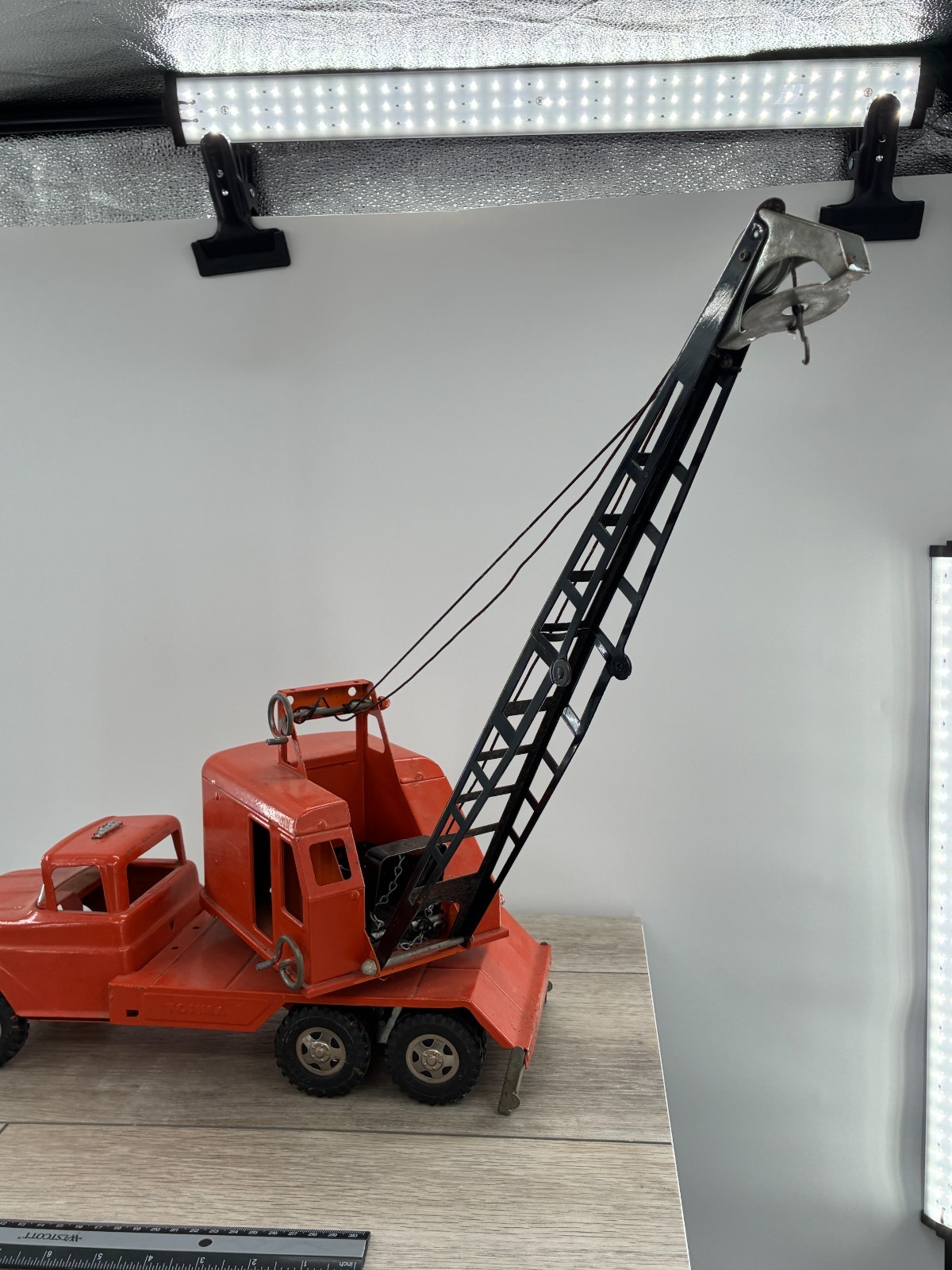 Vintage Tonka State Hi-Way Mobile Clam Crane Painted Orange Works Steel Toy 60s