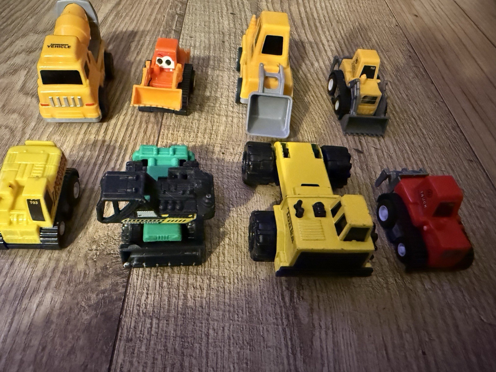 Plastic and metal Toy Construction Vehicles Lot, Cement Mixer Bulldozer