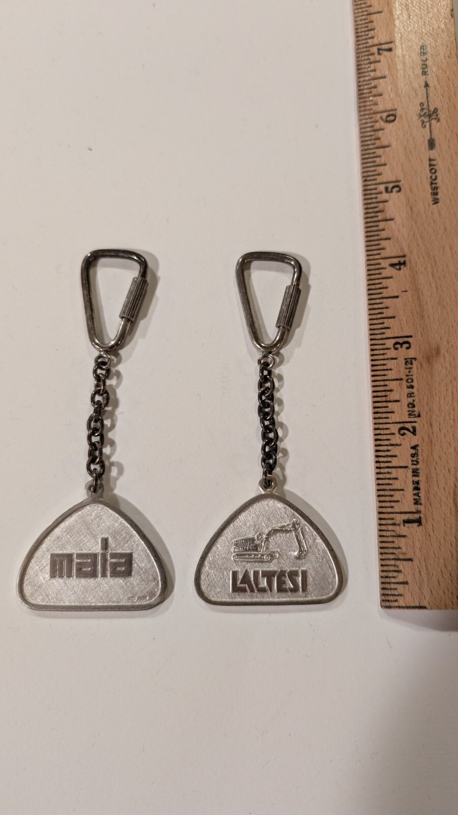 Two (2) Laltesi Excavator Keychains Maia Italy