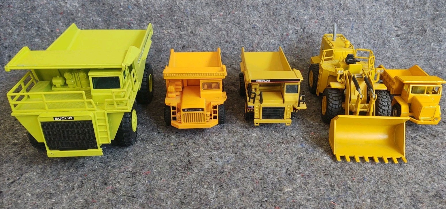 5 Pc Diecast Dump Truck/Loader Lot Euclid R85 B 1:50 Scale NZG CAT 988B 773B Etc