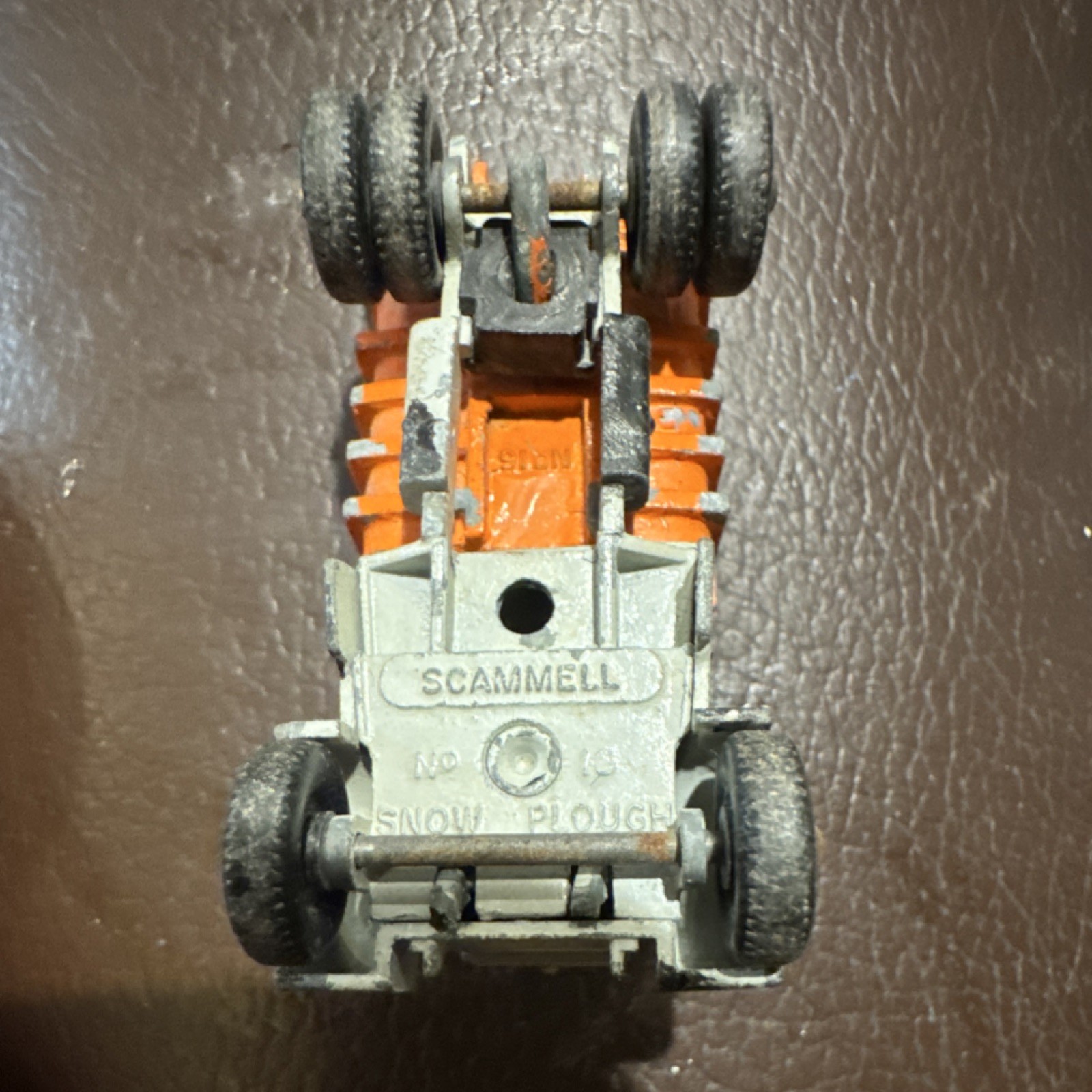 Scammell Diecast Snow Plough Truck Orange Gray Construction Vehicle