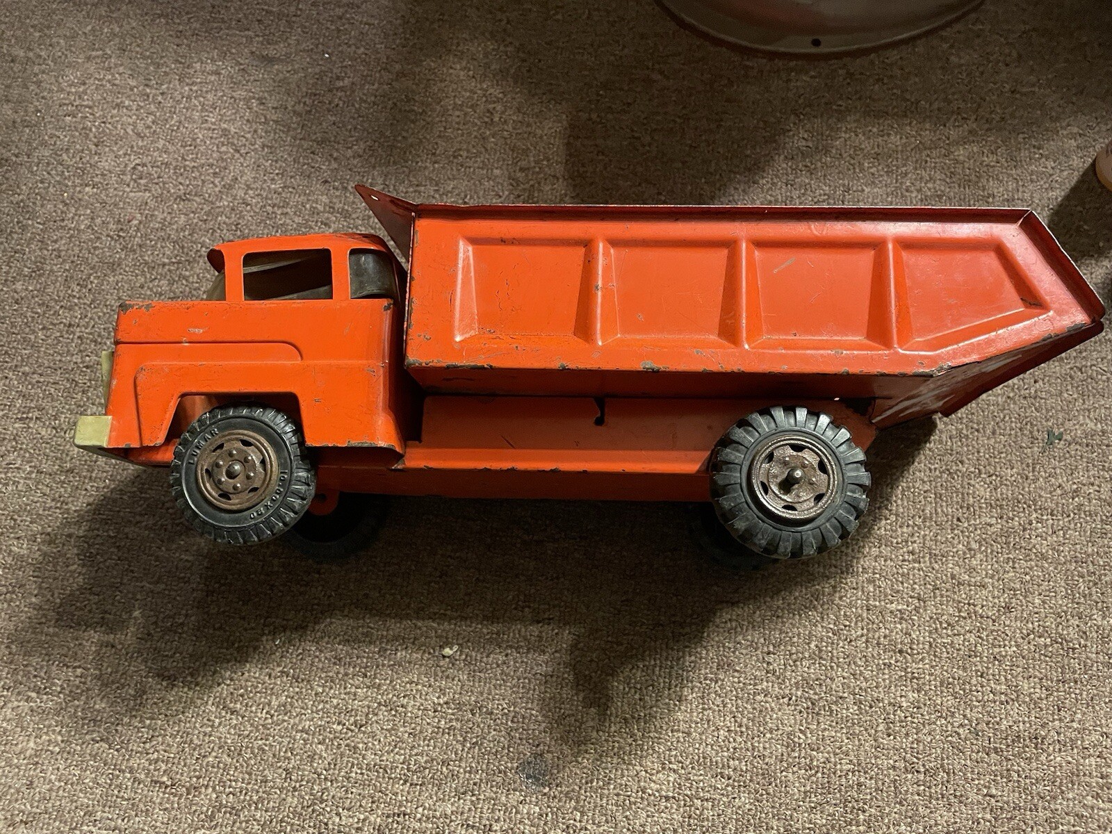 Vintage Marx Toy Construction Dump Truck…1960s Steel 17″ Long in Orange