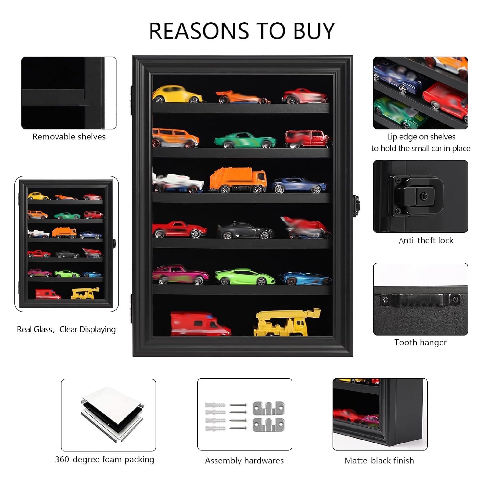 Toy Cars Display Case 1/64 Scale Diecast Car Display Case Wall Mount Model Ca…