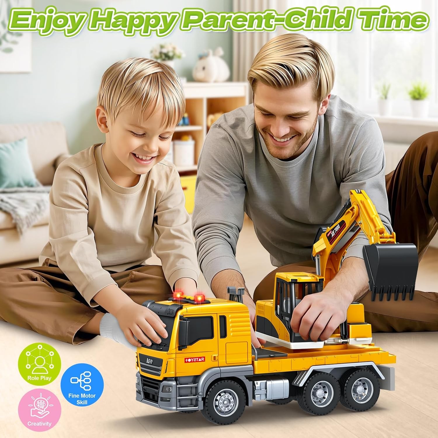 Large Excavator Truck Toy for Kids Boys Age 3-8 Years Construction Vehicle Play