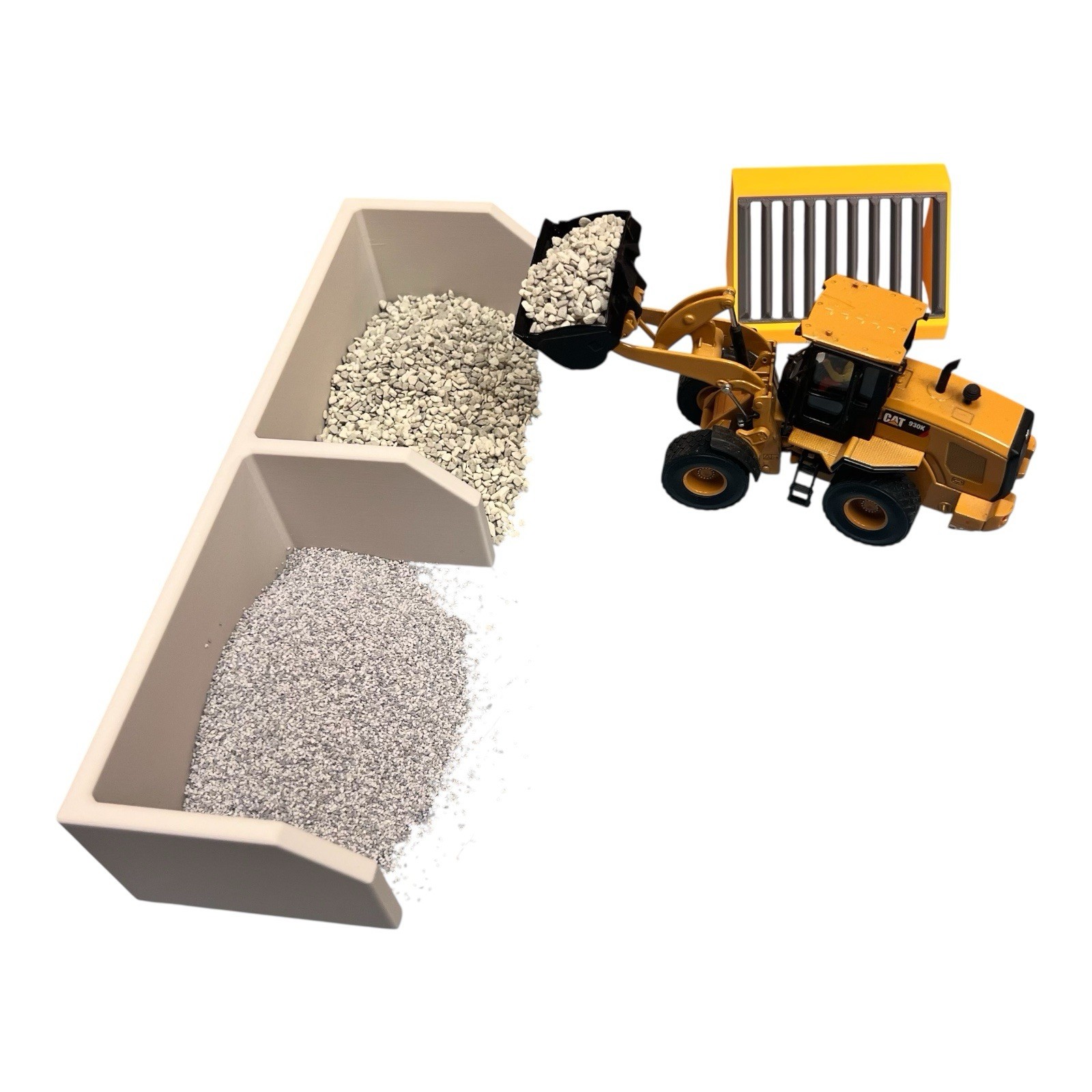 Custom Set 1:50 Scale Grizzly Scalping Screen with Loose Material Concrete Bin