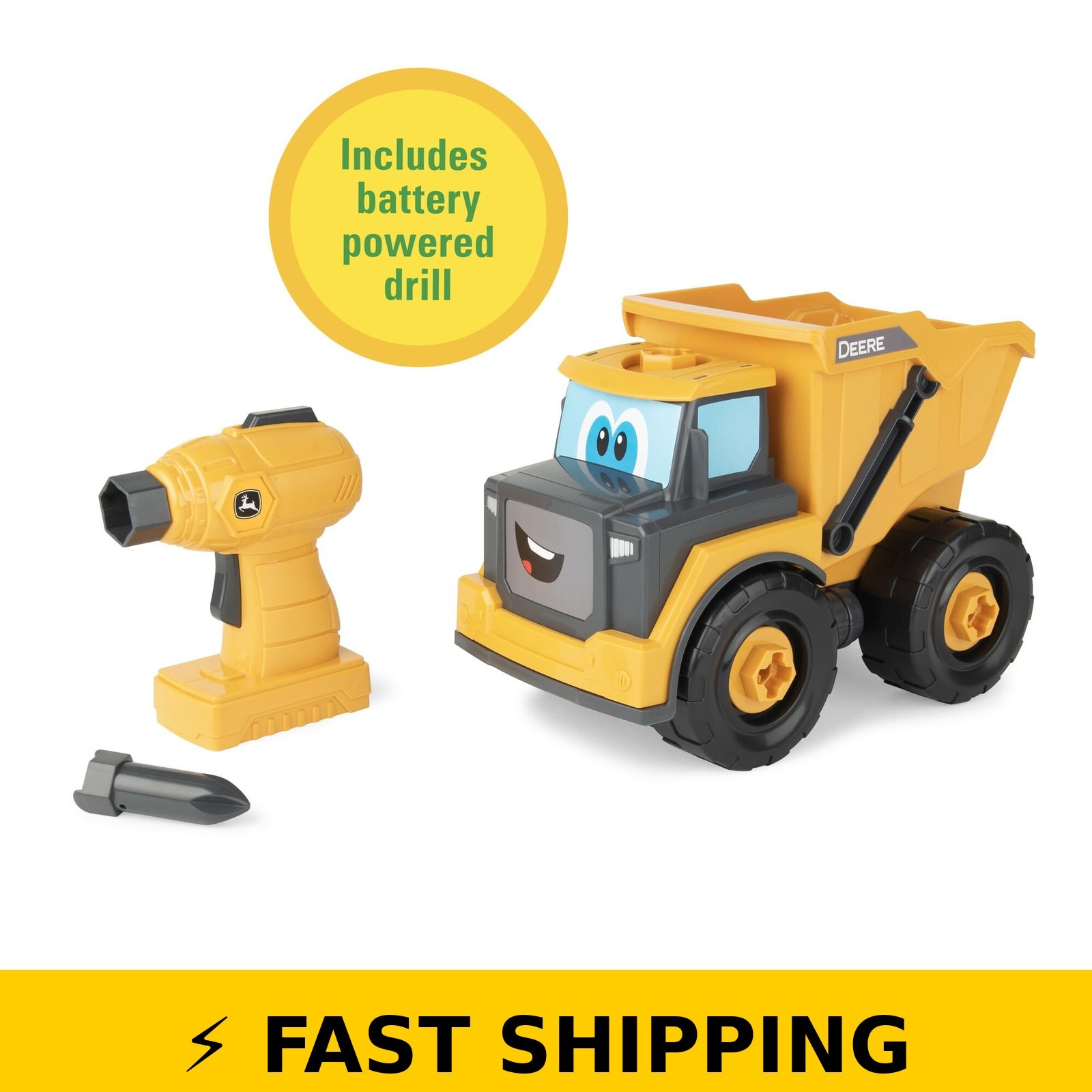 Build-A-Buddy John Deere Dump Truck Toy – STEM Building Toy – Yellow