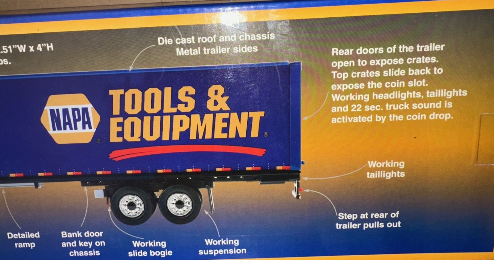 Napa Tools and Equipment 1/43 Freightliner Semi Die cast Coin Bank Battery Power