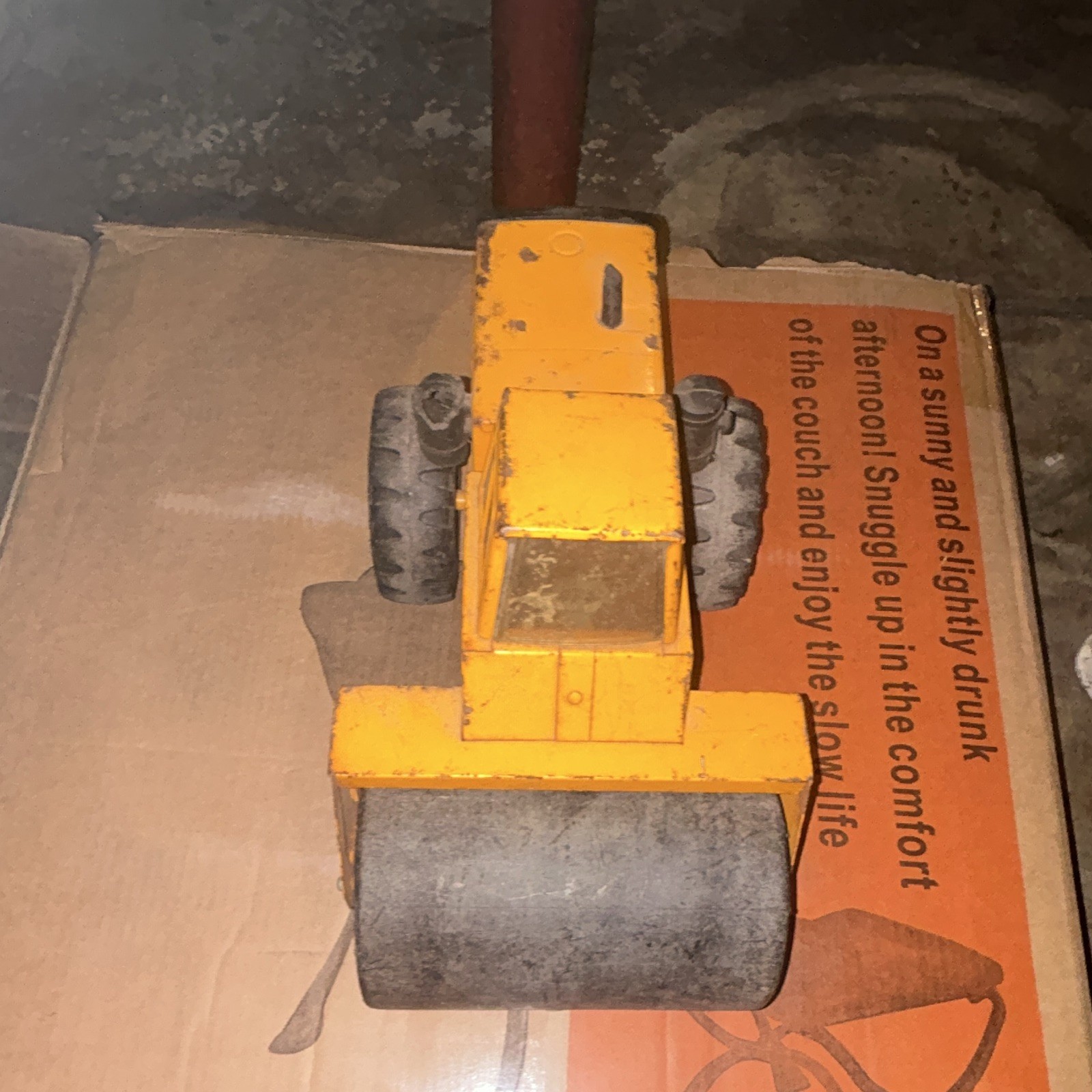 Tonka Vintage Yellow & Black Construction Road Roller Vehicle Toy