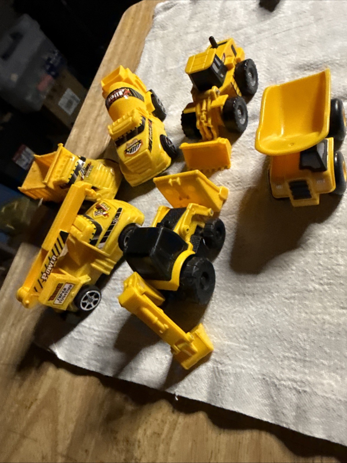 Lot of 9 Plastic DIG Construction Trucks Dump Truck Dozer Back Hoe Front Scooper