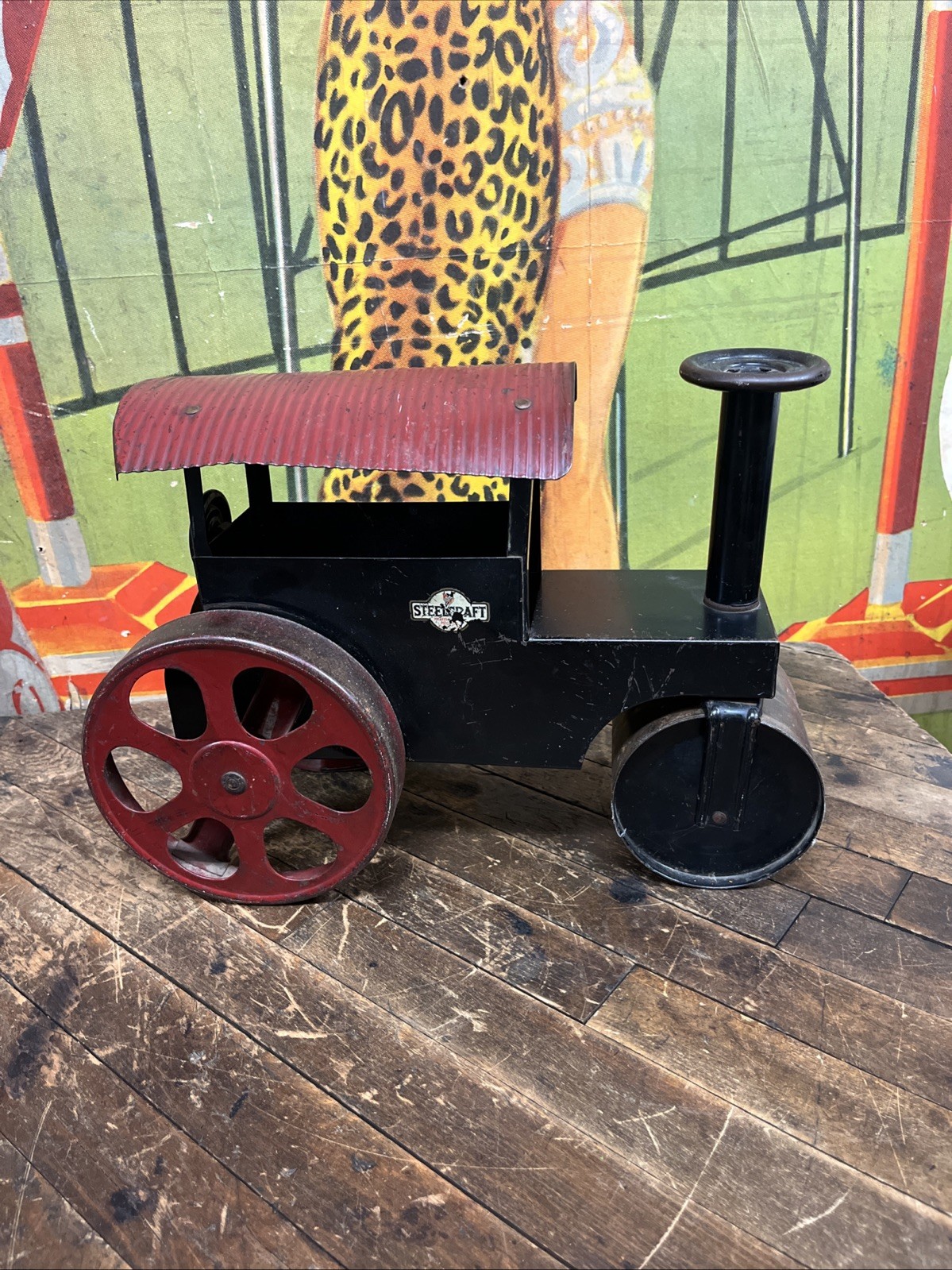 VINTAGE C. 1920 STEELCRAFT RIDE ON STEAM ROLLER CONSTRUCTION KEYSTONE WYANDOTTE